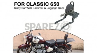 For Royal Enfield CLASSIC 650 Touring Backrest With Luggage Rack Black